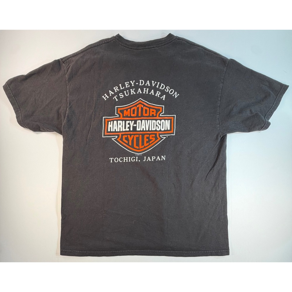 Harley-Davidson Tsukahara Tochigi Japan Graphic T-Shirt XL Black 2005 Vintage